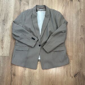 H&M Houndstooth Blazer - Black, Brown & White